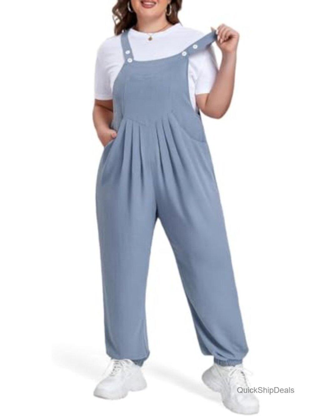 Plus Size Overalls for Women Adjustable Straps with Pockets Loose Casual